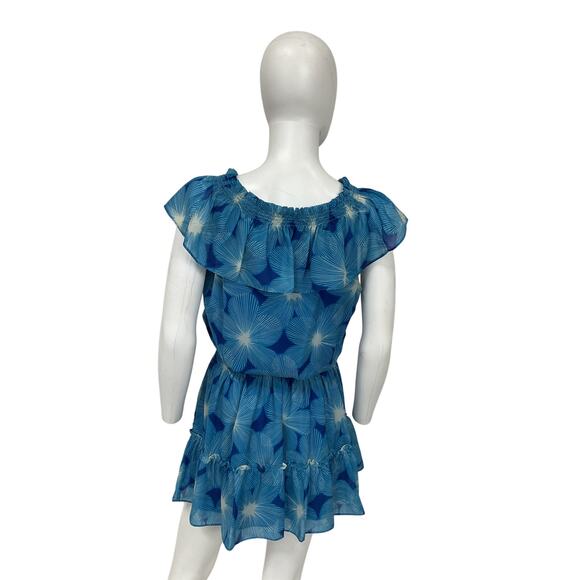Ramy Brook Printed Blue Danica Ruffle Mini Size XS Dress - Picture 3 of 5